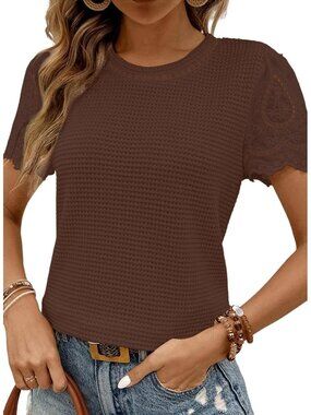 Women's Coffee T Shirts Frenchy Summer Tops Crewneck Short Sleeve Top Shirts